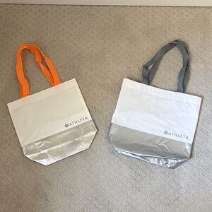 Athleta White and Silver Tote with Orange & Gray Handles
